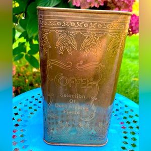 Beautiful Vintage Antique Brass Coffee Tin